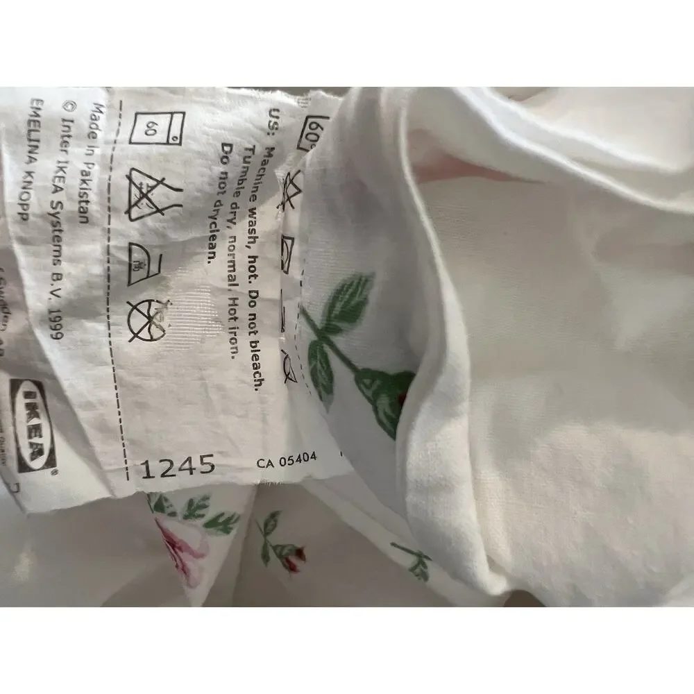 IKEA EMELINA KNOPP Full Size Duvet Cover pretty pink roses on white background